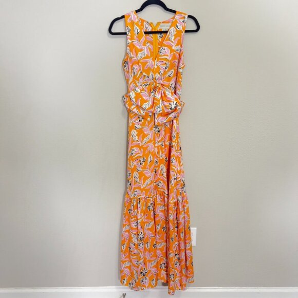 568 Sachin & Babi Allie Floral Satin Bow Front Long Maxi Dress Size: 4 - Picture 1 of 5